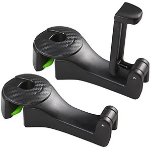 lot 6748 image: 2 in 1 Car Seat Hooks for Purses and Bags with Phone Holder��Automative Headrest Purse Handbag Holder Hangers Organizers,Falling Resistance, Quietness and Universal Fit (Black)