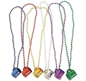 lot 6753 image: Rhode Island Novelty Mardi Gras Mug Shot Glass Beads 3 Necklaces