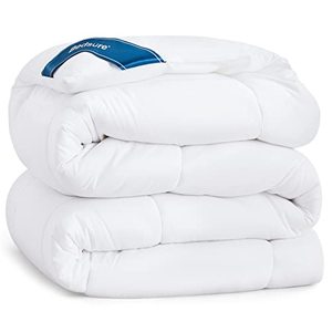 lot 6756 image: Bedsure Comforter Duvet Insert - Down Alternative White, King Size, Quilted, All Season, Corner Tabs
