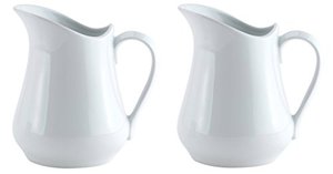 lot 6759 image: HIC Creamer Pitcher with Handle, Fine White Porcelain, 8-Ounces, Set of 2