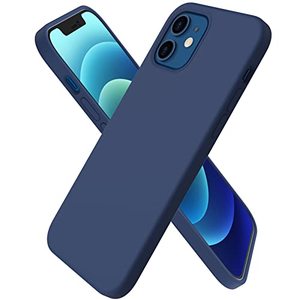 lot 6766 image: ORNARTO Compatible with iPhone 12 Mini Case, Slim Liquid Silicone 3 Layers Full Covered Soft Gel Rubber with Microfiber Case Cover 5.4 inch-Navy Blue