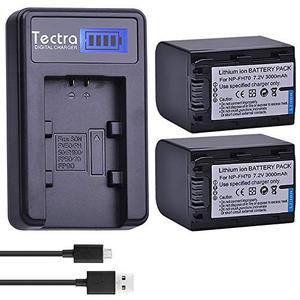 lot 6767 image: Tectra 2-Pack NP-FH70 Rechargeable Battery and LCD USB Charger for Sony NP-FH100, FH60, FH70, NP-FH90 and Sony DCR-DVD650, DCR-HC20, DCR-HC21, DCR-HC22, DCR-HC48, DCR-HC51, DCR-HC62, DCR-SR42
