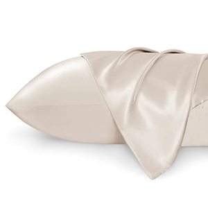lot 6768 image: Bedsure Satin Pillowcase Standard Set of 2 - Beige Silk Pillow Cases for Hair and Skin 20x26 Inches, Satin Pillow Covers 2 Pack with Envelope Closure, Gifts for Women Men