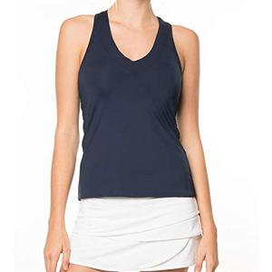lot 6771 image: Lucky In Love V-Neck Tank with Built in Bra (Midnight Navy, Medium)