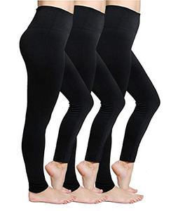 lot 6774 image: CakCton Womens High Waisted Fleece Lined Leggings, Black
