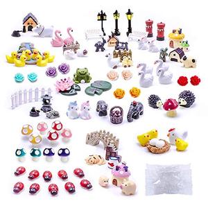 lot 6778 image: Dracarys Selected 100 Pieces Fairy Garden Accessories, Animals, Miniature Figurines, Micro Landscape Ornaments DIY Kit, Environmental Resin