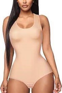 lot 5670 image: Irisnaya Shapewear Bodysuit Scoop Neck Tank Tops for Women Tummy Control Waist Trainer Vest Full Body Shaper (M, Apricot)