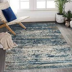lot 6641 image: Art&Tuft Washable Rug, Anti-Slip Backing Abstract Area Rug 6x9, Stain Resistant Rugs for Living Room, Foldable Machine Washable Area Rug (TPR18-Blue, 6x9)