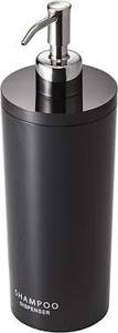 lot 6642 image: Yamazaki 2929 Tower Shampoo Dispenser Contemporary Bottle Pump for Shower, Round, Black & Silver