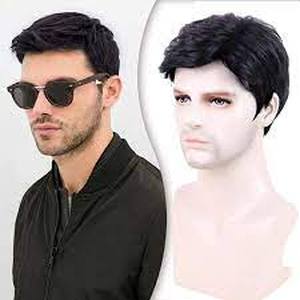 lot 6647 image: Creamily Mens Wig Short Hair, Mens Hair Replacement Wigs Menss Black Wig for Men Hair Full Wig for Male Guy Christmas Daily Wear