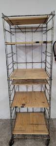 lot 406 image: Vintage bakers rack wwood shelves