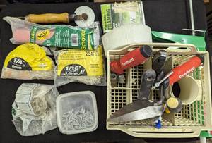 lot 681 image: Hardware, Basket, Goldblatt Tools and more.