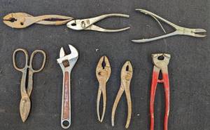 lot 744 image: Pliers, Wrench, and Scissors.