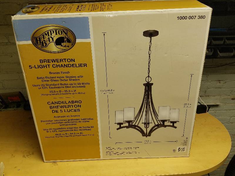 lot 1741 image: Hampton Bay 5-Light Chandelier-Brewerton- Bronze