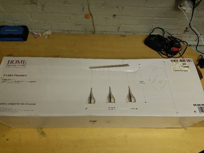 lot 1742 image: Home decorators 3-light Pendant Polished Pendant