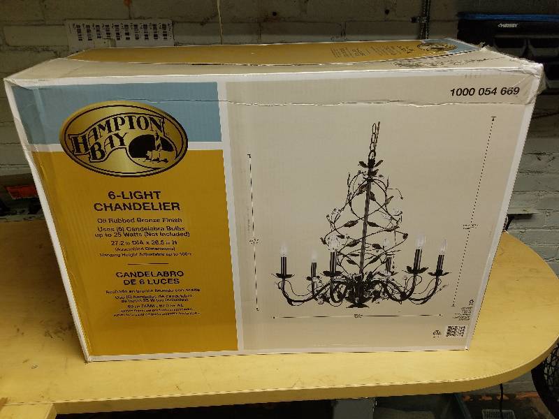 lot 1744 image: Hampton Bay 6-Light Chandelier Oil-rubbed bronze