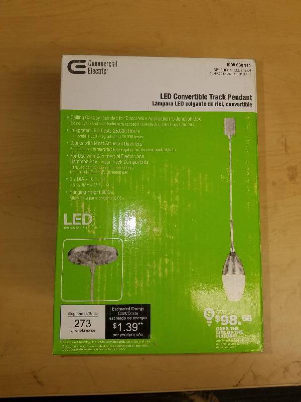 lot 1762 image: Commercial Electric Convertible Track Pendant-brushed steel