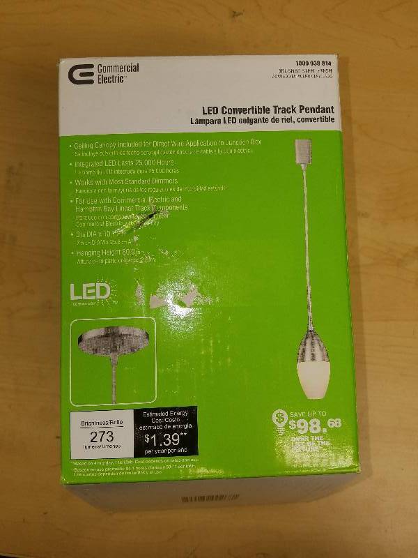 lot 1763 image: Commercial Electric Convertible Track Pendant-brushed steel