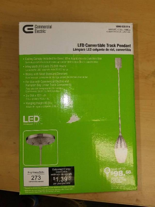 lot 1764 image: Commercial Electric Convertible Track Pendant-brushed steel