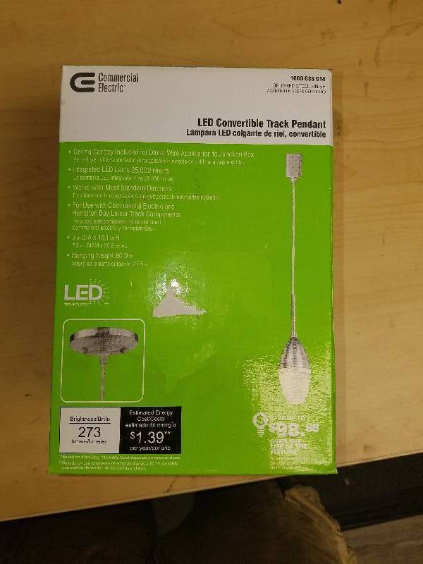 lot 1765 image: Commercial Electric Convertible Track Pendant-brushed steel