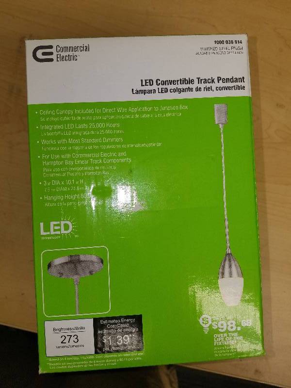 lot 1766 image: Commercial Electric Convertible Track Pendant-brushed steel