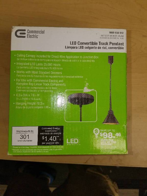 lot 1769 image: Commercial Electric Convertibe Track Pendant-antique bronze