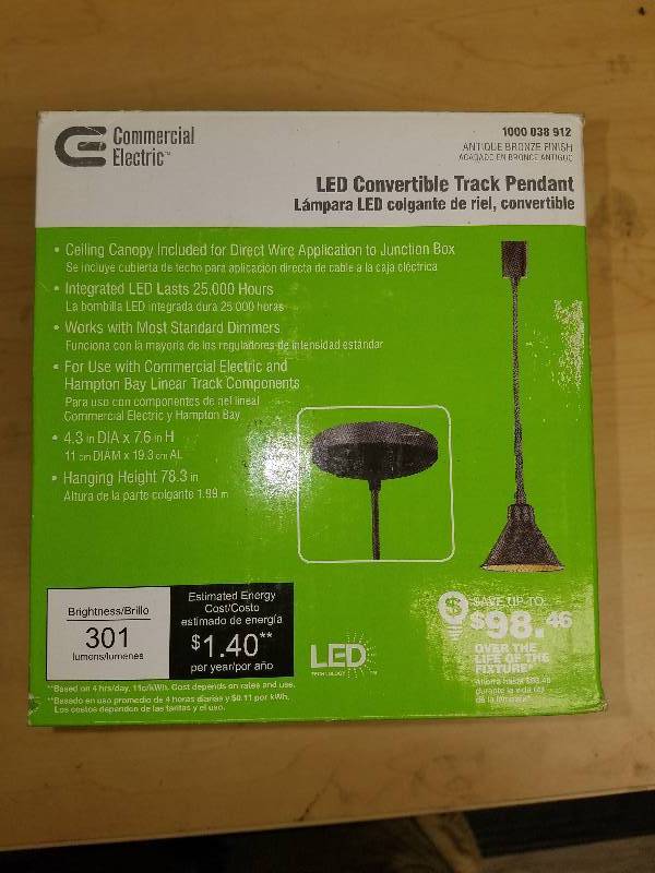 lot 1770 image: Commercial Electric Convertibe Track Pendant-antique bronze