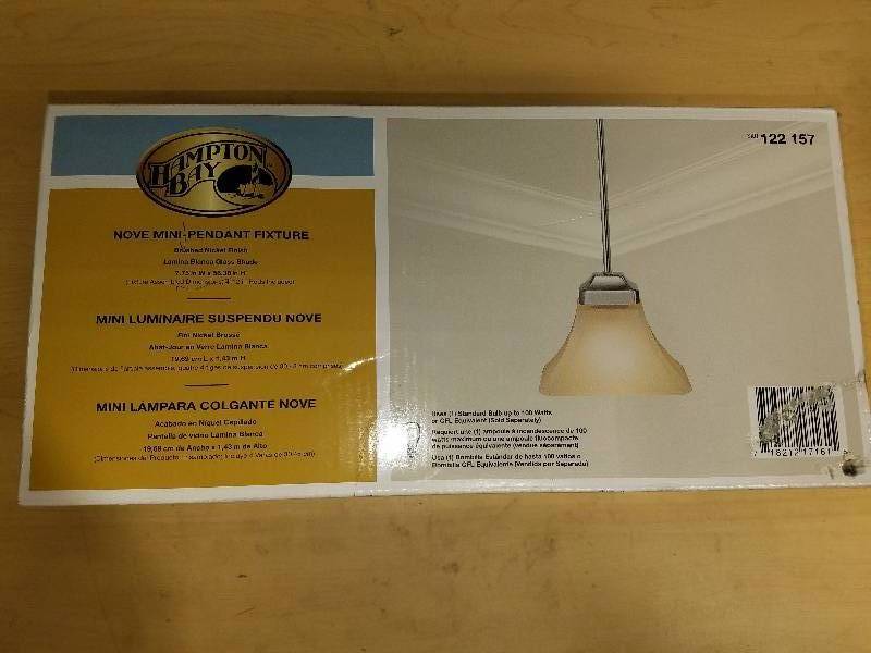 lot 1772 image: Hampton Bay Nove Mini-Pendant Fixture- brushed nickel