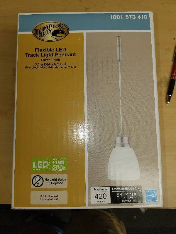 lot 1773 image: Hampton bay Flexible LED Track light pendant-Silver