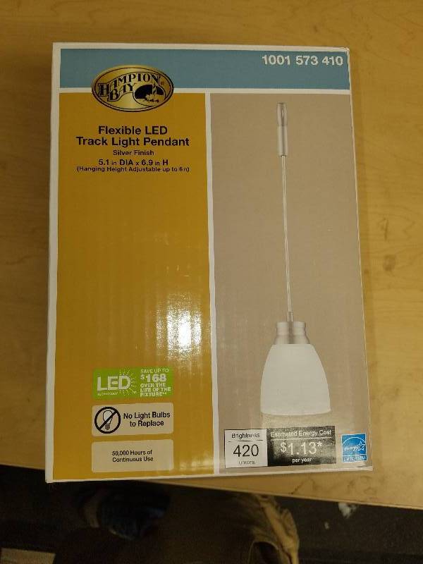 lot 1775 image: Hampton bay Flexible LED Track light pendant-Silver