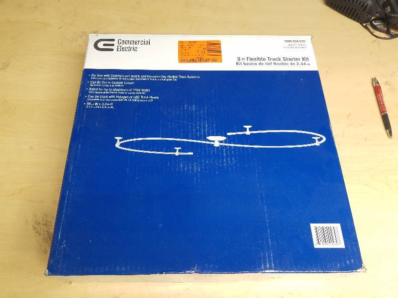 lot 1781 image: Commercial Electric 8 ft Flexible Track Starter Kit- White