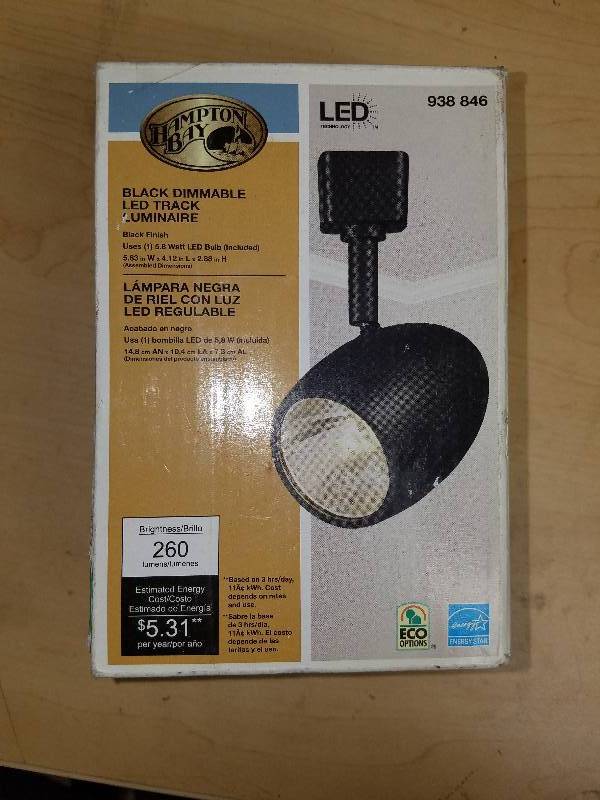 lot 1795 image: Hampton Bay Black Dimmable LED Track Luminaire
