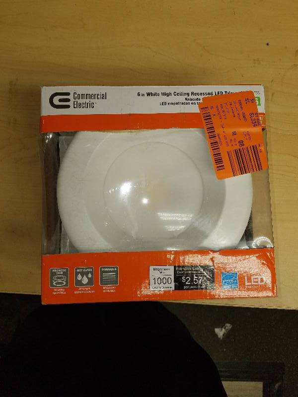 lot 1853 image: Commercial Electric 6 White High Ceiling Recessed LED Trim-Soft White