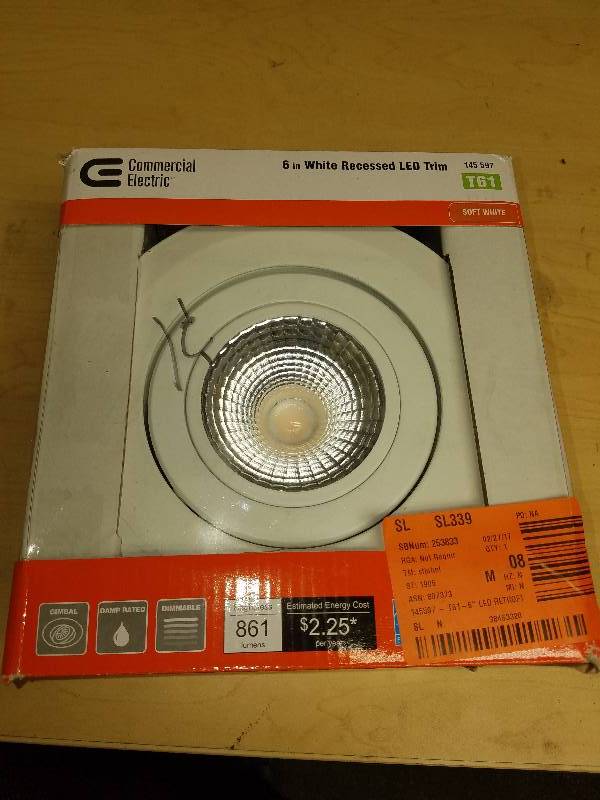 lot 1855 image: Commercial Electric 6 White Recessed Trim-Soft white