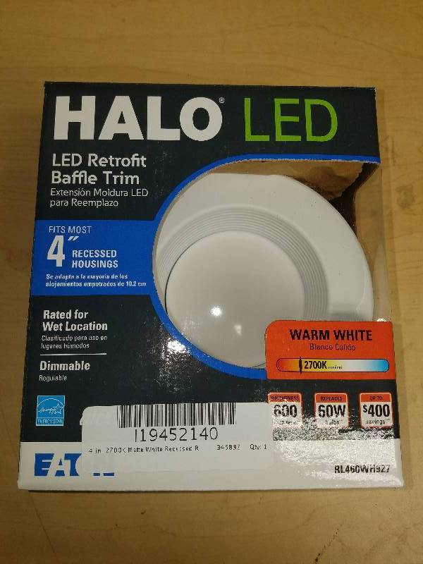 lot 1860 image: Halo LED Retrofit Baffle Trim- 4 Warm White