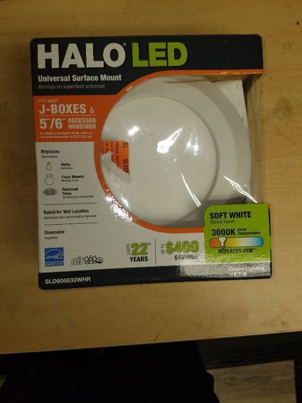 lot 1870 image: Halo LED Universal Surface Mount- J box and 56 Housing Soft white