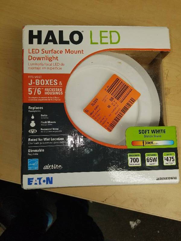 lot 1871 image: Halo LED Surface Mount Down light Jbox and 56 housing Soft white