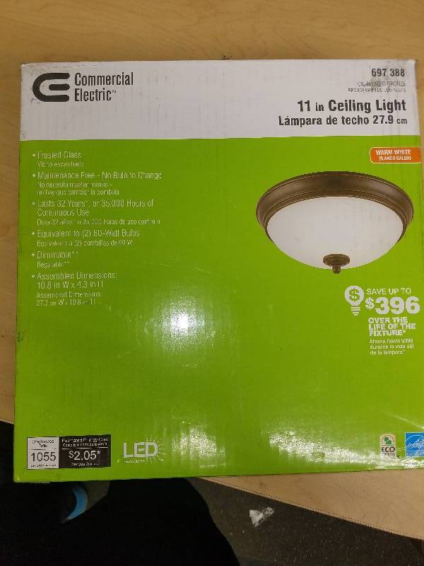 lot 1932 image: Commercial Electric LED 11 Ceiling light-Bronze