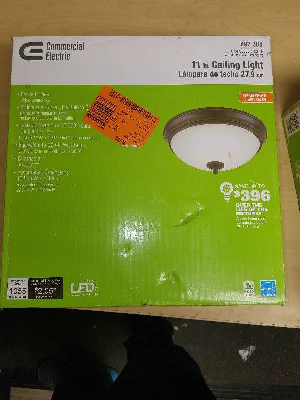 lot 1933 image: Commercial Electric LED 11 Ceiling light-Bronze