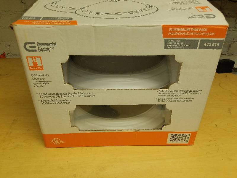 lot 1936 image: Commercial Electric White Flushmount 13 2pk