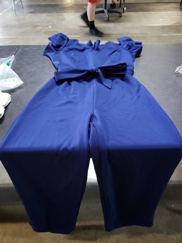  Royal Blue Jumpsuit For Women Short Sleeve Casual V