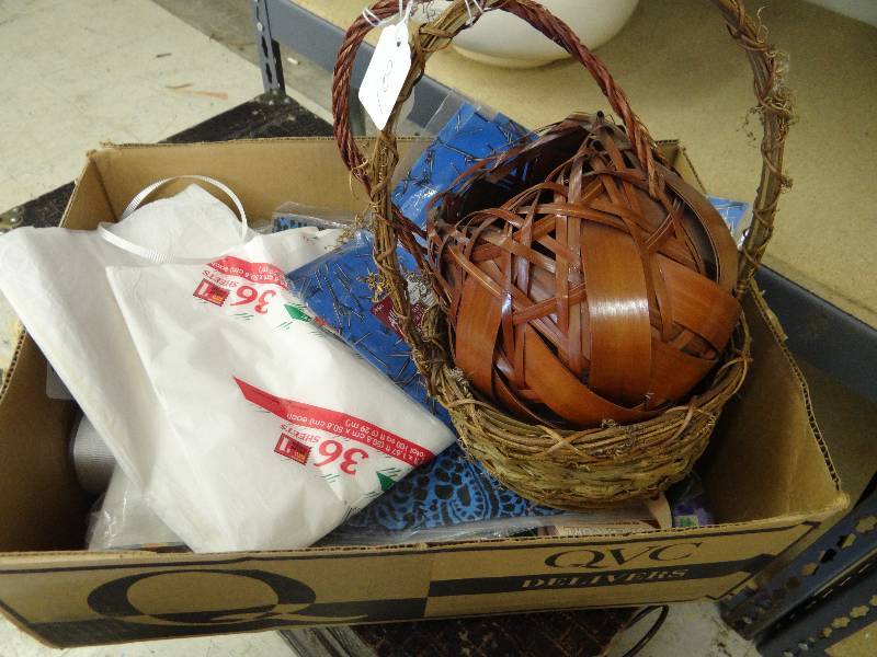 lot 314 image: Lot of gift wrap & 2 baskets.