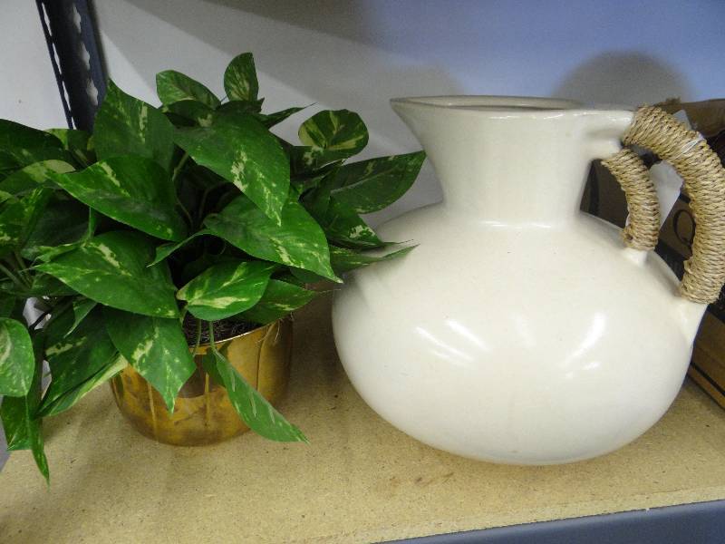 lot 315 image: Vase & fake plant.