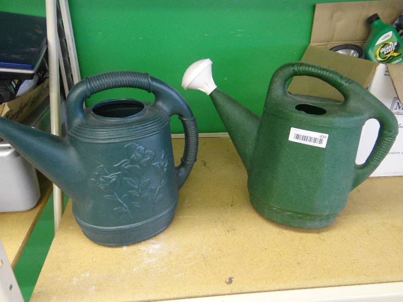 lot 420 image: 2 Watering cans, 1 needs repair.