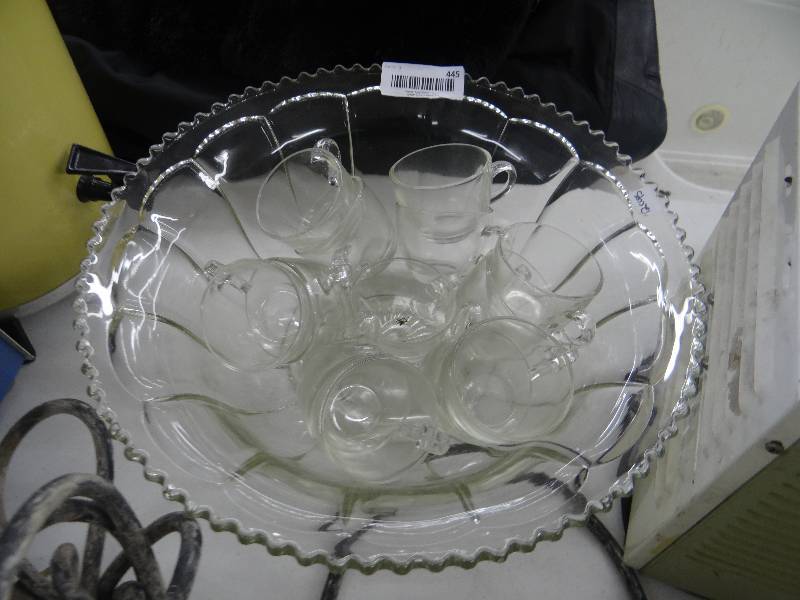 lot 445 image: Punch bowl set missing laddle.