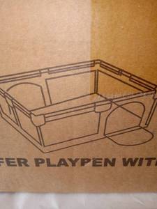 lot 17658 image: TOHIFER Playpen with Mat $140 retail. 79 in. x 59 in. x 26.5 in.
