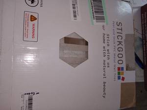 lot 17660 image: StickGoo Peel and Stick PVC Metal Back Splash, Wall Tiles 5pk