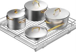 lot 17667 image: AHNR 20 in. W x 21 in. D. Pullout Cabinet Organizer Silver $59.99 Retail