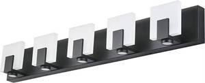 lot 17677 image: Modern LED 5 light Dimmable Vanity Light Acrylic Shades Matt Black