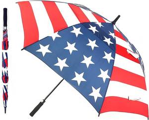 lot 17679 image: Flag Umbrella 54 in. Automatic Open Extra Lrg Breathable Double Canopy Design
